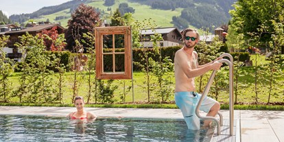 Mountainbike Urlaub - MTB-Region: AT - Saalbach - Pool mit Bergblick - Rosentalerhof Hotel & Appartements