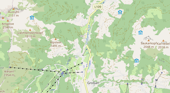 Mountainbike-Hotel auf Karte