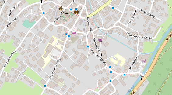 Mountainbike-Hotel auf Satellitenbild