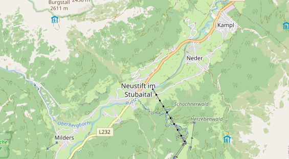 Mountainbike-Hotel auf Karte