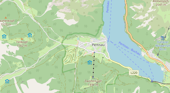 Mountainbike-Hotel auf Karte