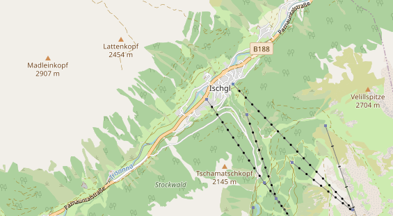 Mountainbike-Hotel auf Karte