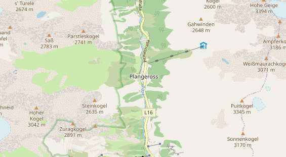 Mountainbike-Hotel auf Karte