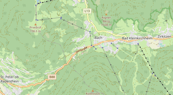 Mountainbike-Hotel auf Karte