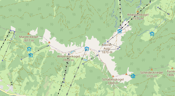 Mountainbike-Hotel auf Karte