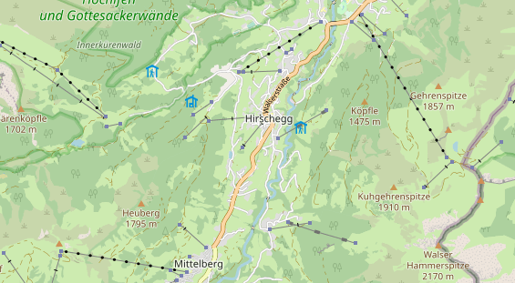 Mountainbike-Hotel auf Karte