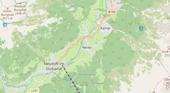 Mountainbike-Hotel auf Karte