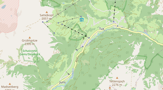Mountainbike-Hotel auf Karte
