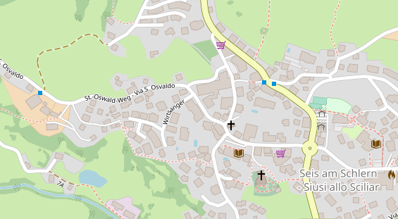 Mountainbike-Hotel auf Satellitenbild