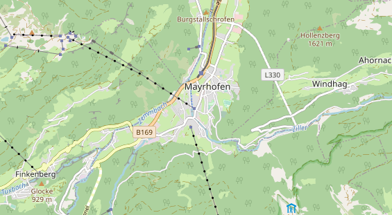 Mountainbike-Hotel auf Karte