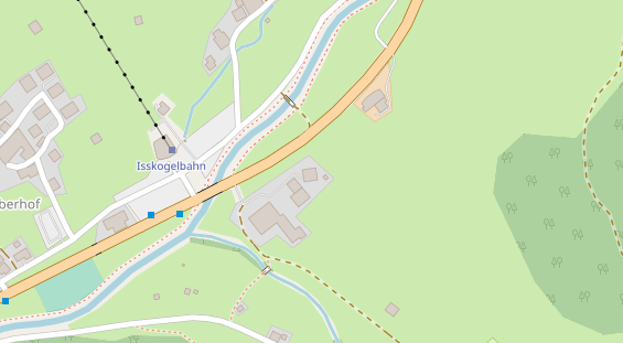 Mountainbike-Hotel auf Satellitenbild