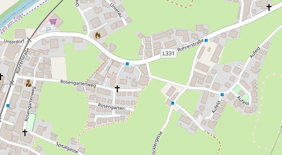 Mountainbike-Hotel auf Satellitenbild