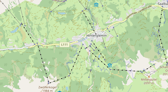 Mountainbike-Hotel auf Karte