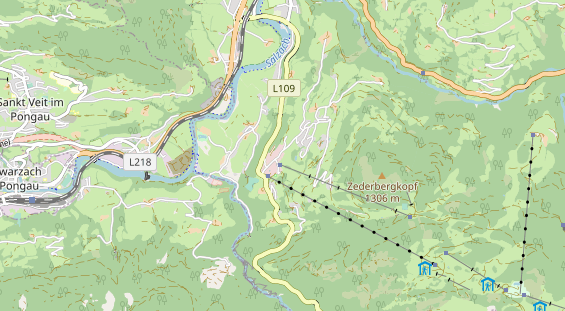 Mountainbike-Hotel auf Karte