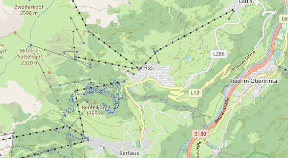 Mountainbike-Hotel auf Karte
