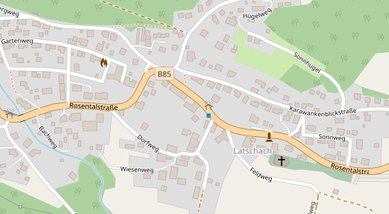 Mountainbike-Hotel auf Satellitenbild