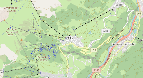 Mountainbike-Hotel auf Karte