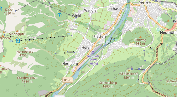 Mountainbike-Hotel auf Karte