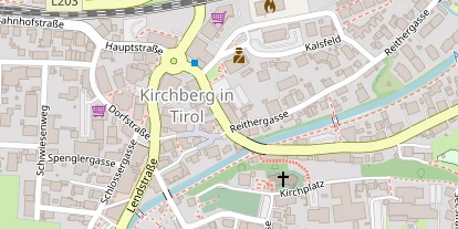 Mountainbike-Hotel auf Satellitenbild