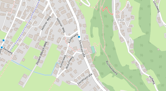 Mountainbike-Hotel auf Satellitenbild