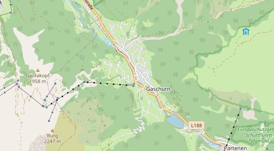 Mountainbike-Hotel auf Karte