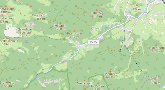 Mountainbike-Hotel auf Karte