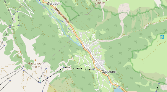 Mountainbike-Hotel auf Karte