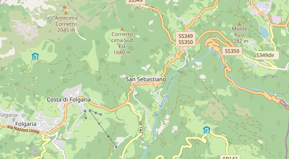 Mountainbike-Hotel auf Karte