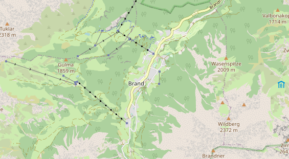 Mountainbike-Hotel auf Karte