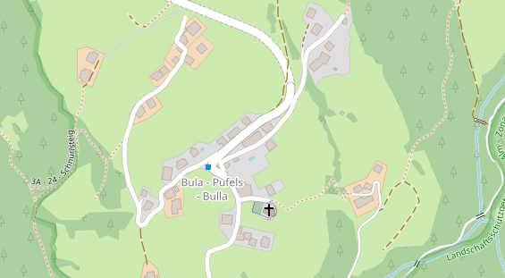 Mountainbike-Hotel auf Satellitenbild