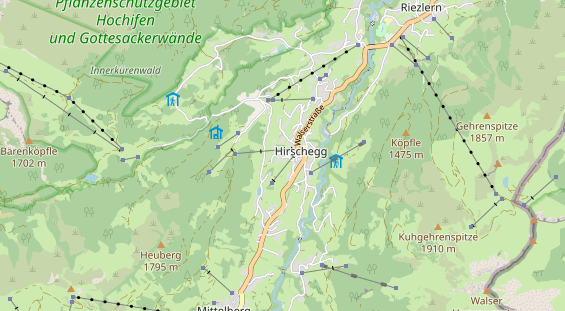 Mountainbike-Hotel auf Karte