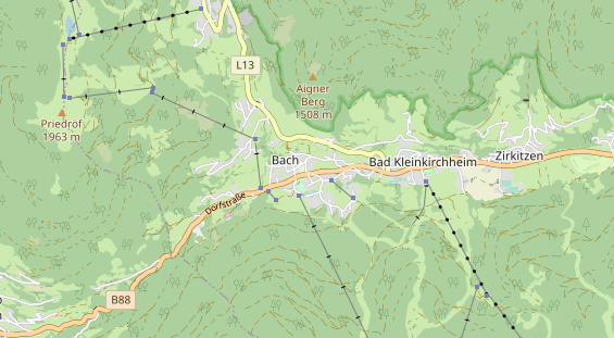 Mountainbike-Hotel auf Karte