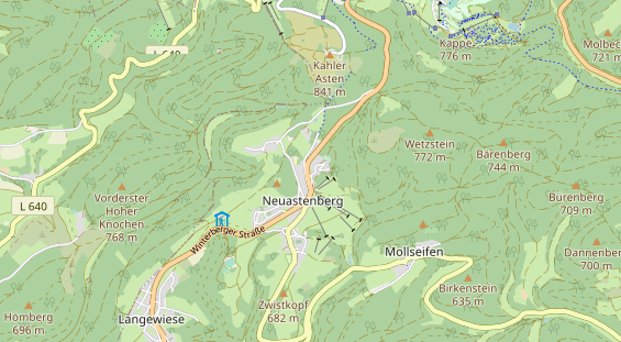 Mountainbike-Hotel auf Karte