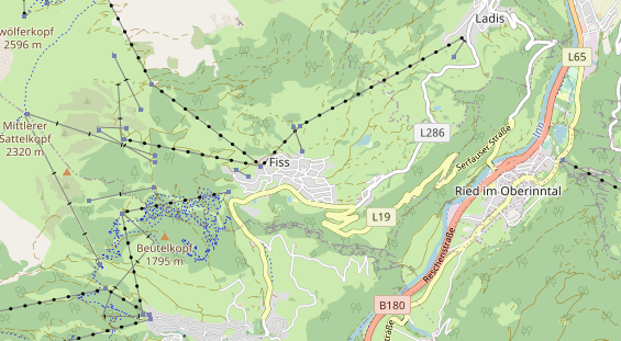 Mountainbike-Hotel auf Karte