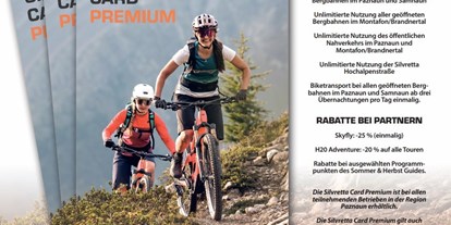 Mountainbike Urlaub - Preisniveau: günstig - Damüls - Silvrettacard Premium Leistungen - Alpinhotel Monte