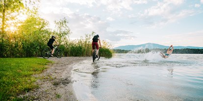 Mountainbike Urlaub - E-Bike Ladestation - PLZ 9546 (Österreich) - Am eigenen Badestrand am Faaker See - Ferienwohnungen und Seebungalows am Faaker See - Karglhof OG
