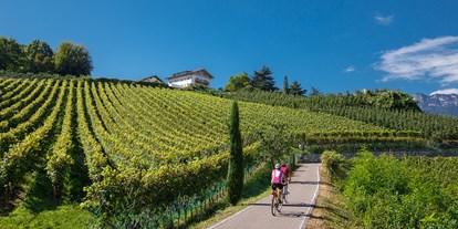Mountainbike Urlaub - MTB-Region: IT - Südtiroler Weinstraße Tramin / Kalterer See - Arabba, Livinallongo del Col di Lana - Nur 1 km vom Einstieg in den Fahrradweg - Hotel Sigmundskron