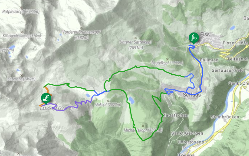 Hotel Noldis Touren Übersicht Komperdell-Lassida Enduro Tour