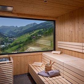 Mountainbikehotel: Sauna auf der Dachterrasse mit Ausblick - Mei.Berg