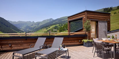 Mountainbike Urlaub - MTB-Region: AT - Saalbach - Sonnenterrasse am Dach im Mei.Penthouse mit Outdoor-Sauuna und Panorama Ausblick - Mei.Berg