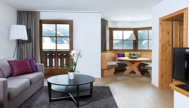 Hotel Goldried Zimmerkategorien Appartements im Hotel Goldried  Das Hotel Goldried verfügt über Appartements zwischen 45m² und 90m² im Haupt- und Nebengebäude. Alle sind mit eigener Sauna ausgestattet. 