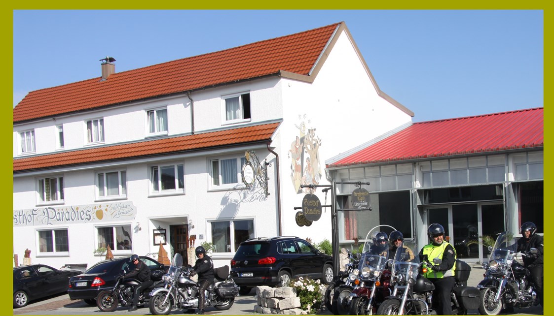 Mountainbikehotel: Motorrad-Paradies - Adam & Eva Gasthof Paradies in Vogt mit Hotel und Paradiesfestsaal