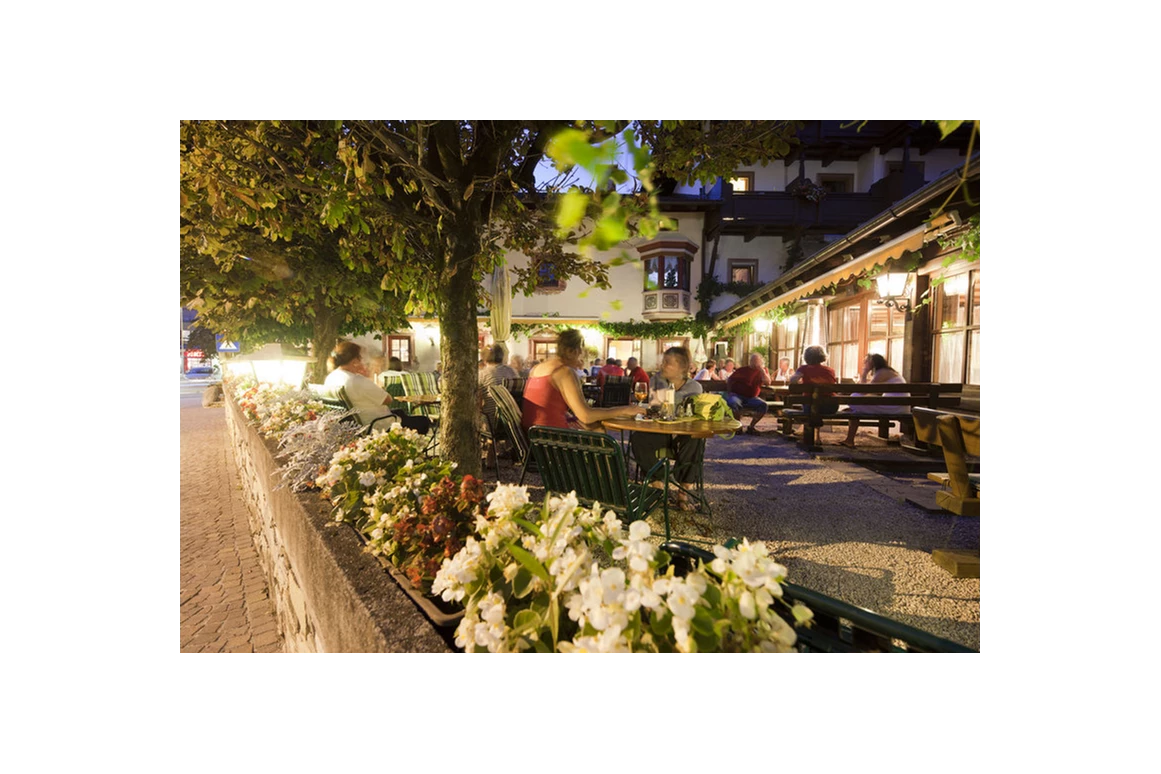 Mountainbikehotel: der Gastgarten: der perfekte Platz für ein kühles Bier nach der Radpartie - Landhotel zum Oberwirt