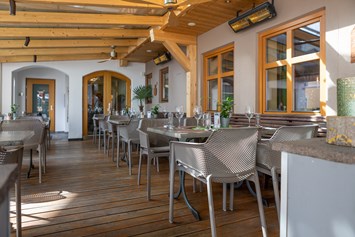 Mountainbikehotel: Restaurant-Terrasse zum Innenhof - La Pasta Hotel Restaurant